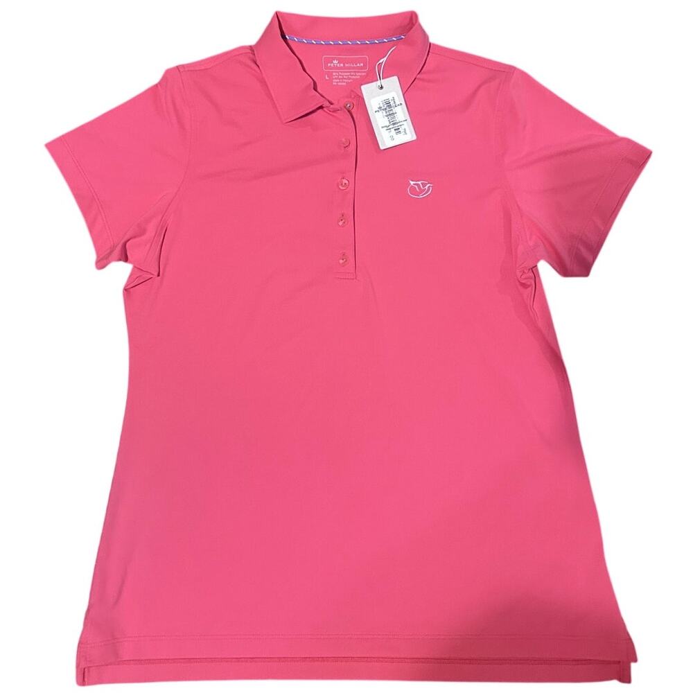 Peter Millar | NWT Reynolds Lake Oconee Logo Pink Golf Shirt LARGE